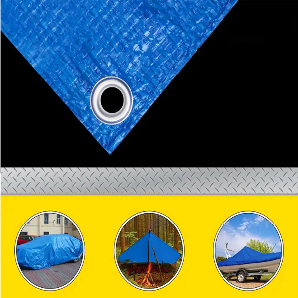 Multipurpose Tarpaulin Cover 8' x 10' Waterproof 5 Mil Thick Blue Poly Tarp Cover 